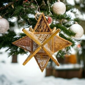 Moravian Star Christmas Ornament Scandinavian Wooden Ornament Xmas Decoration